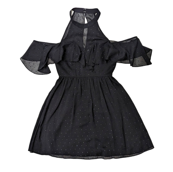 BCBGeneration Black Halter Cold Shoulder Mini Dress 0 - Picture 3 of 10